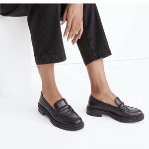 Madewell Bradley Lugsole Leather Black Loafer Size 7